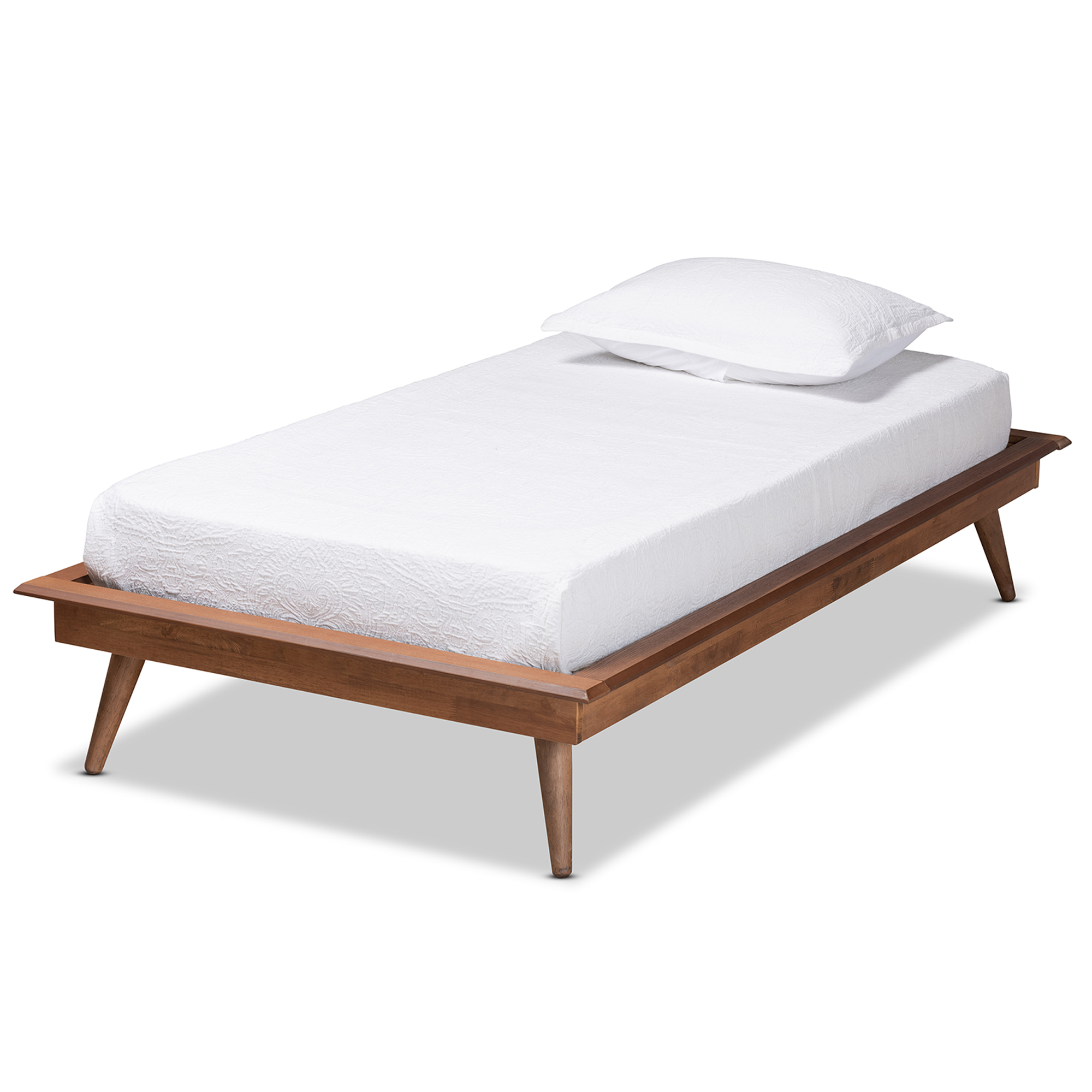 Baxton Studio Karine Mid-Century Modern Walnut Brown Finished Wood Twin Size Platform Bed Frame